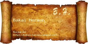 Bakai Herman névjegykártya